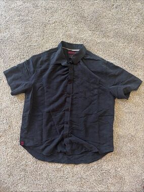 Tony Hawk Men's Short-Sleeve Button-Down Shirt in Black